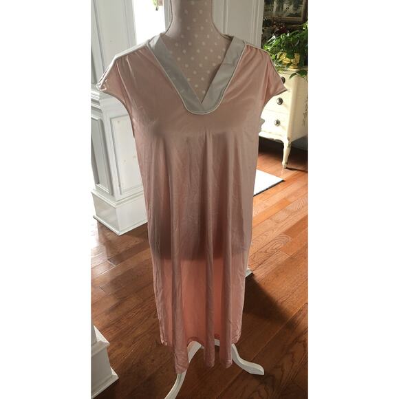 Vintage Vanity Fair Nylon Sleeveless Short Night Gown Pastel Pink White Medium - Picture 1 of 7
